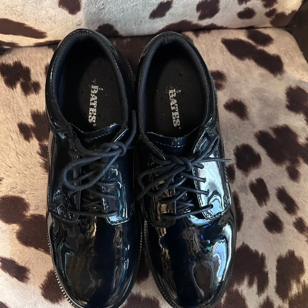 Bates High Gloss Oxford Women‎ 9 Wide Black E22741 Patent Uniform Shoes New
